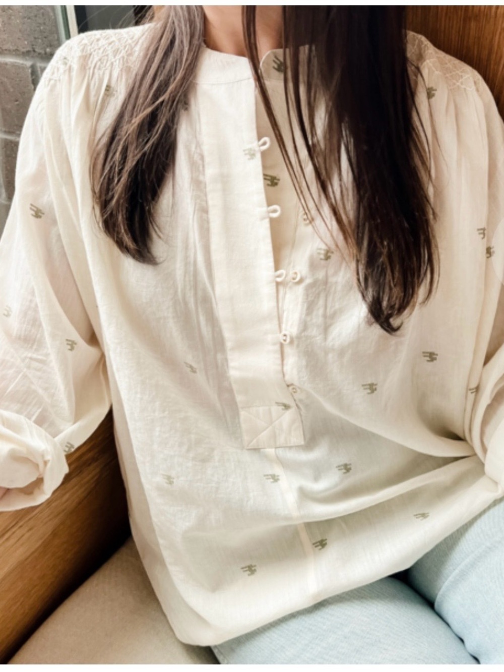 Mirth Florence Blouse in Ivory Jamdani- new without tags